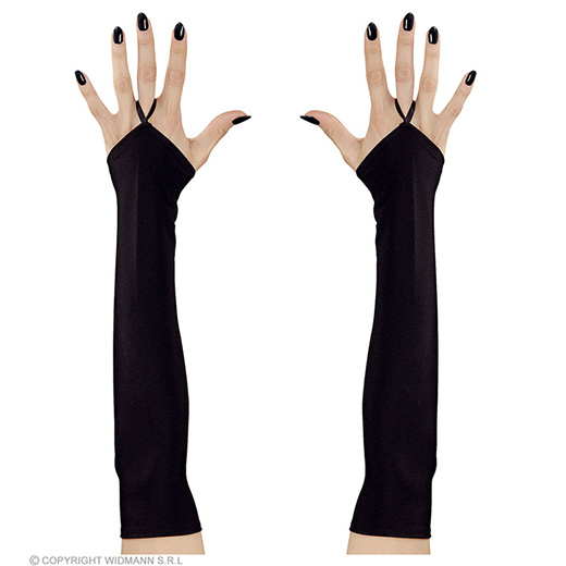 vingerloze handschoenen satijn, zwart