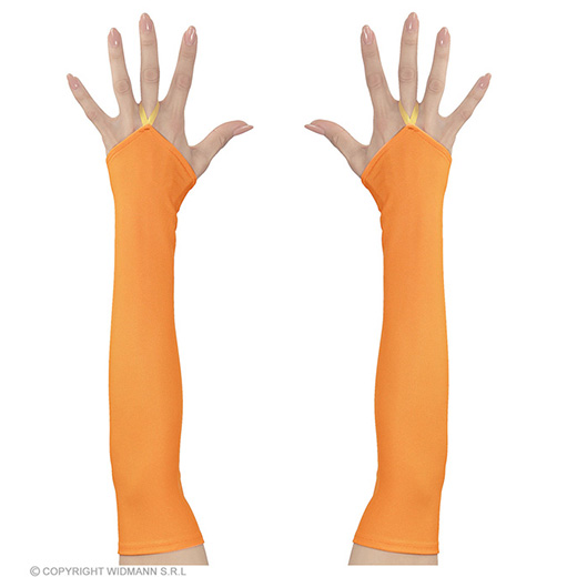 vingerloze handschoenen satijn, neon oranje