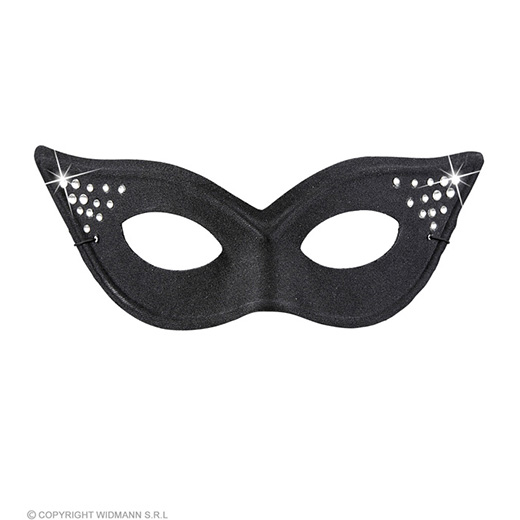 oogmasker kat glamour met strass, zwart