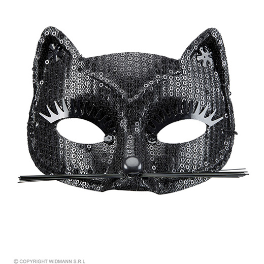 oogmasker kat met zwarte pareltjes