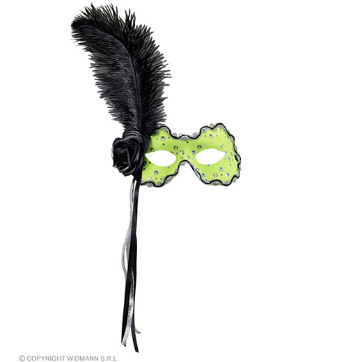 oogmasker brazilie met veren, neon groen
