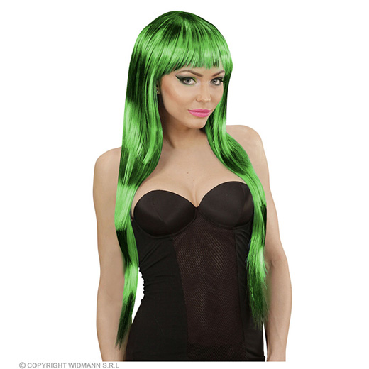 pruik, fashion streaks zwart/groen