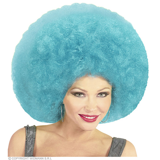 pruik, afro extra groot azuur