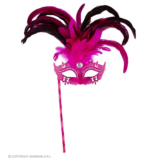 oogmasker met stokje, rose luxe versie