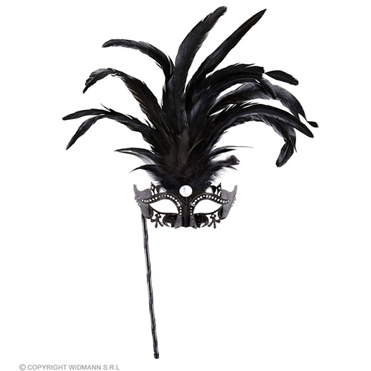 oogmasker met stokje, zwart luxe versie
