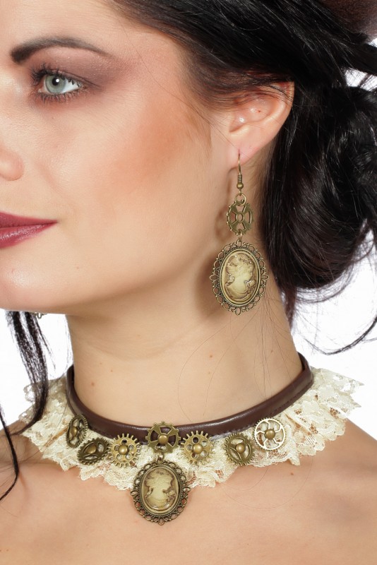 Set Steampunk (choker+oorbellen)