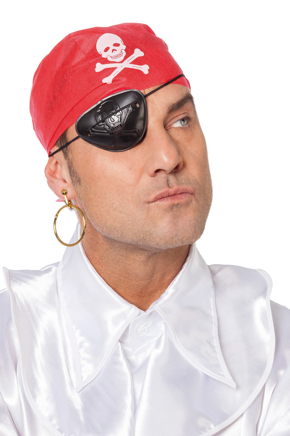 Piraten set (ooglapje/bandana/oorring)
