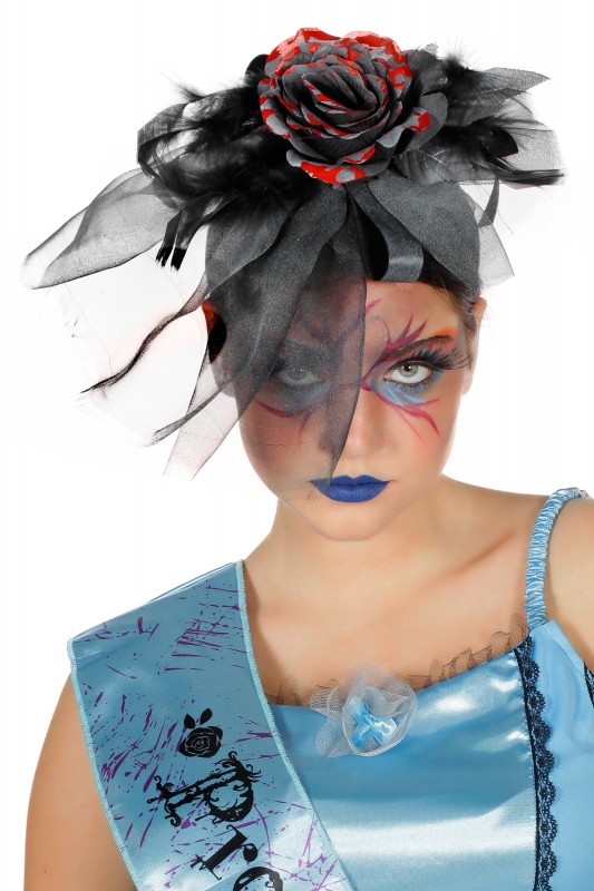 Diadeem met bloem grijs