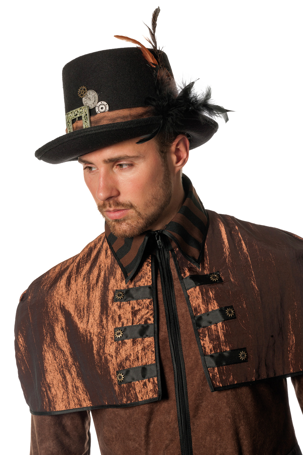 Hoed Steampunk met veren
