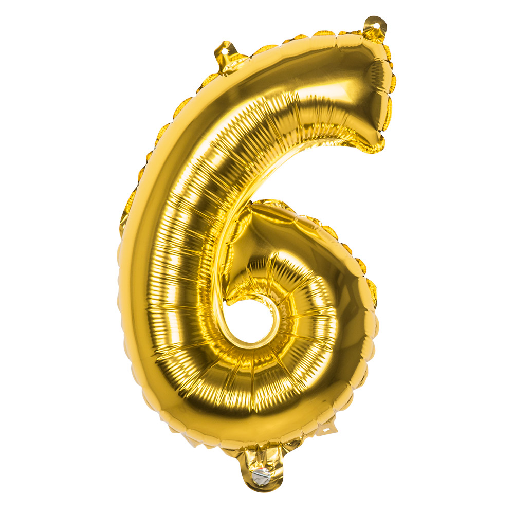 Folieballon '6' goud (66 cm)