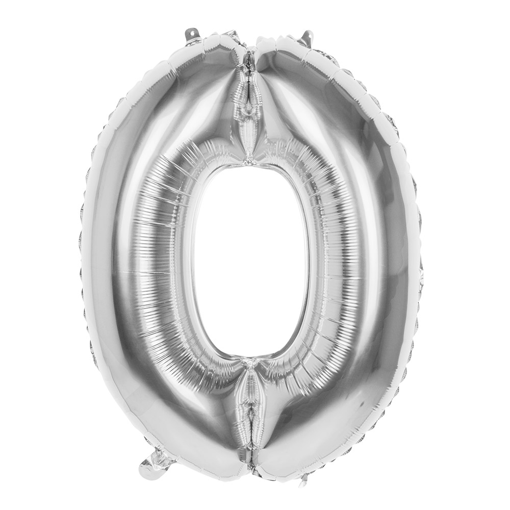 Folieballon '0' zilver (86 cm)
