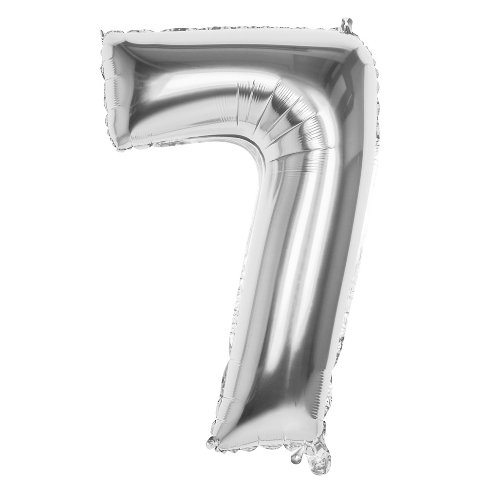 Folieballon '7' zilver (86 cm)