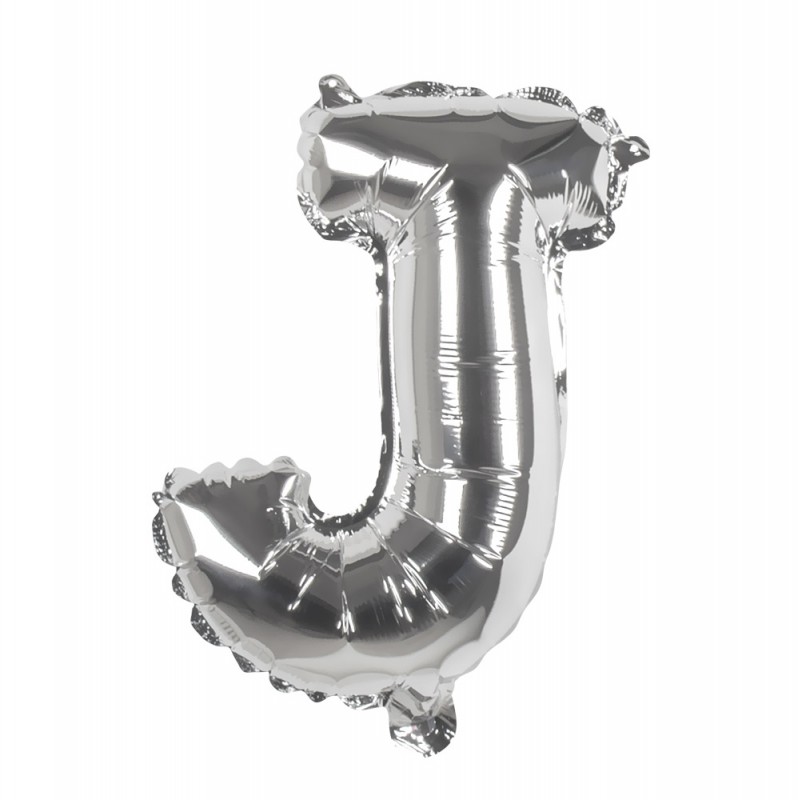 St. Folieballon 'J' zilver (36 cm)