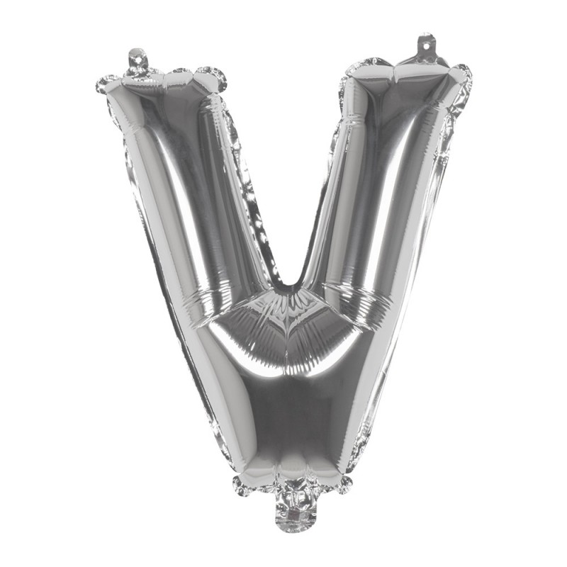 St. Folieballon 'V' zilver (36 cm)
