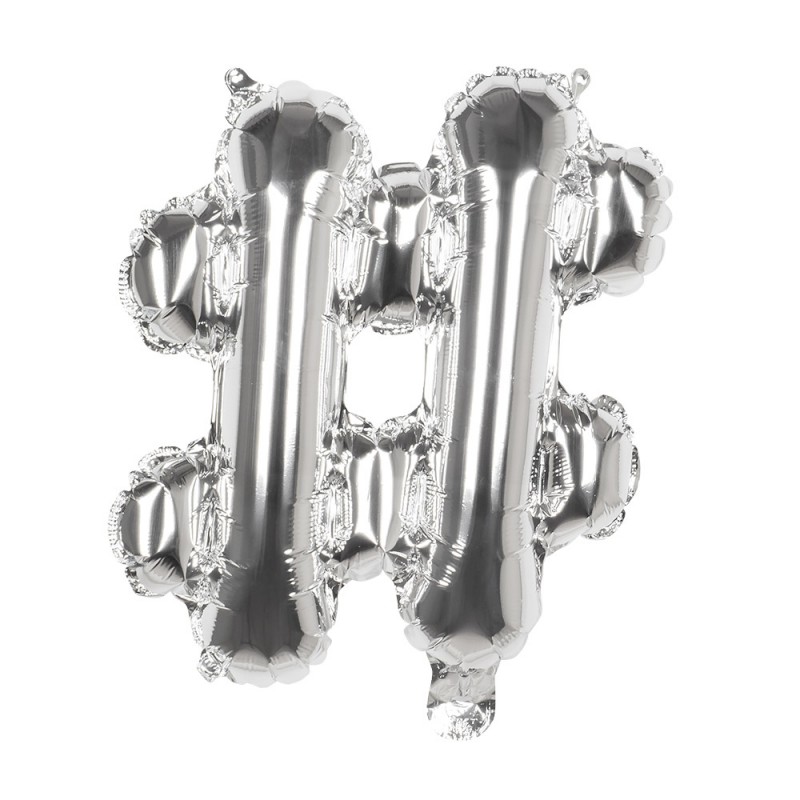 St. Folieballon '#' zilver (36 cm)