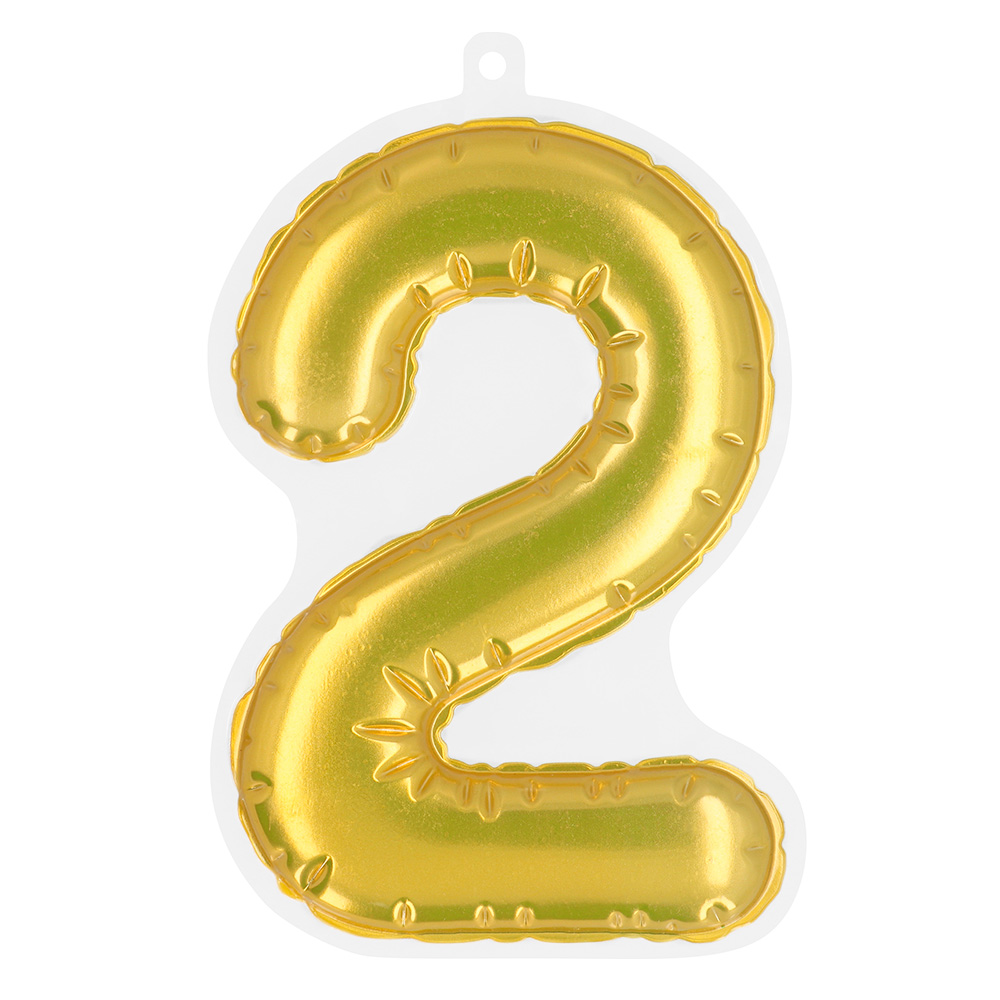 Folieballonsticker '2' goud (20 cm)