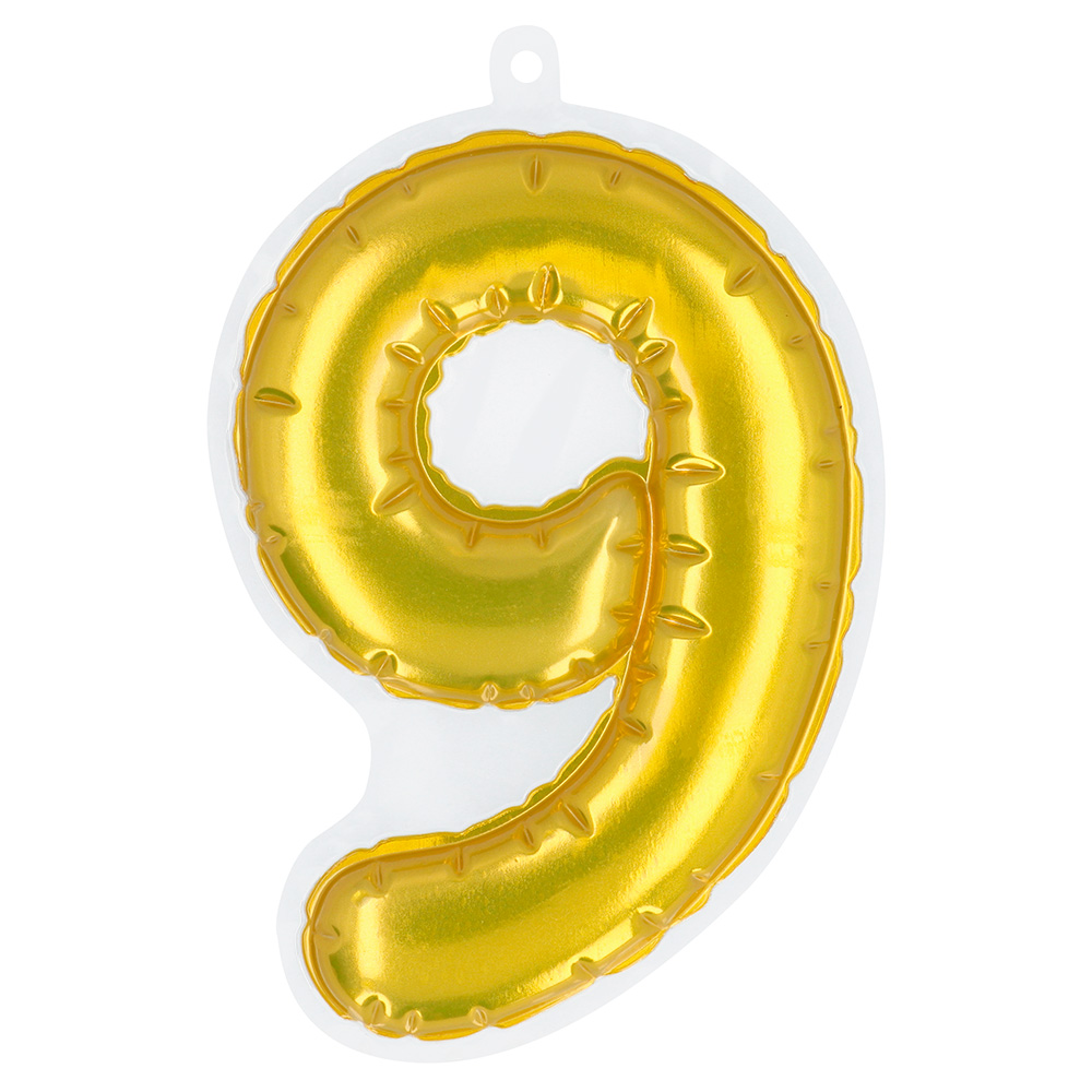 Folieballonsticker '9' goud (20 cm)
