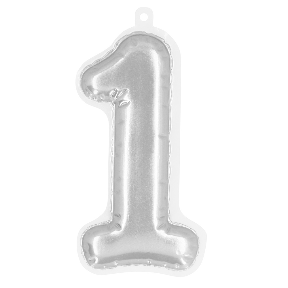 Folieballonsticker '1' zilver (20 cm)