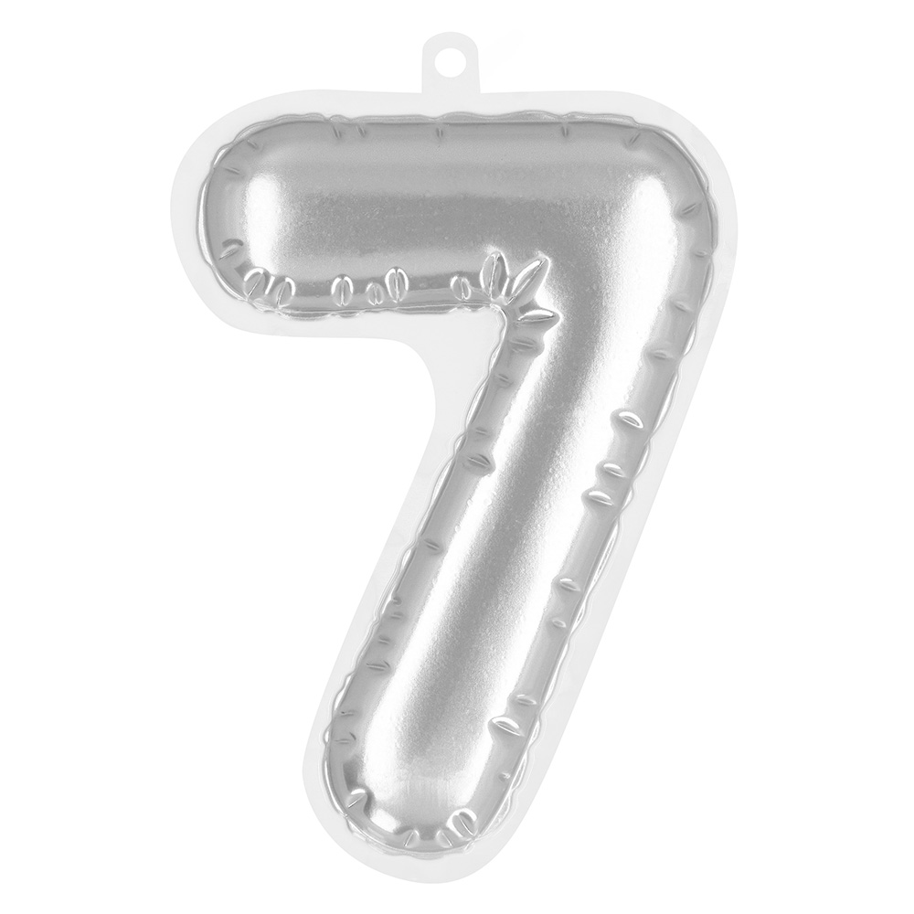 Folieballonsticker '7' zilver (20 cm)