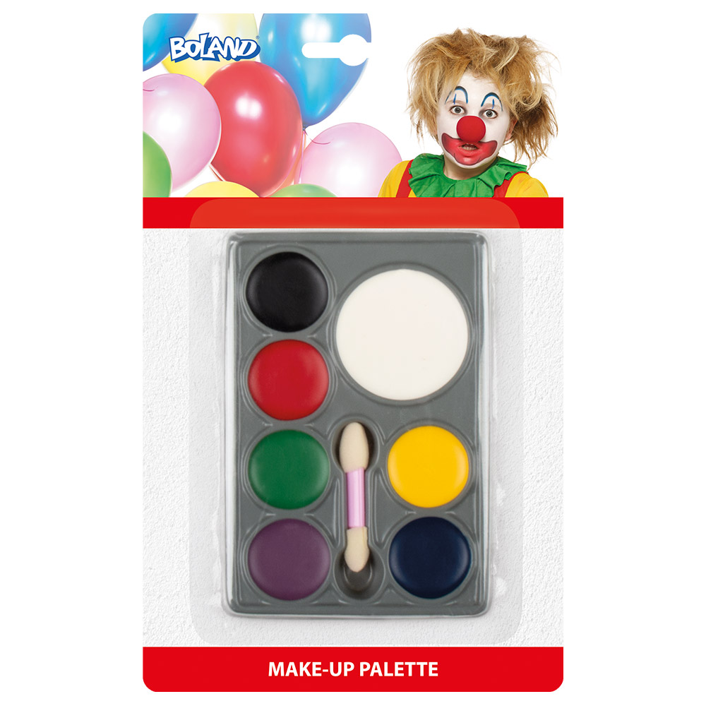 Schminkpalet Clown (7 potjes en applicator)