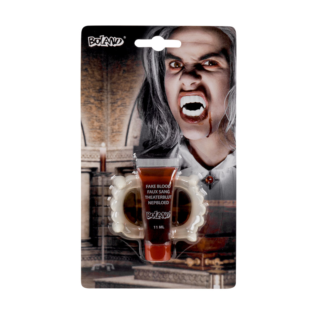 Set Vampier (tanden en nepbloed 11 ml)