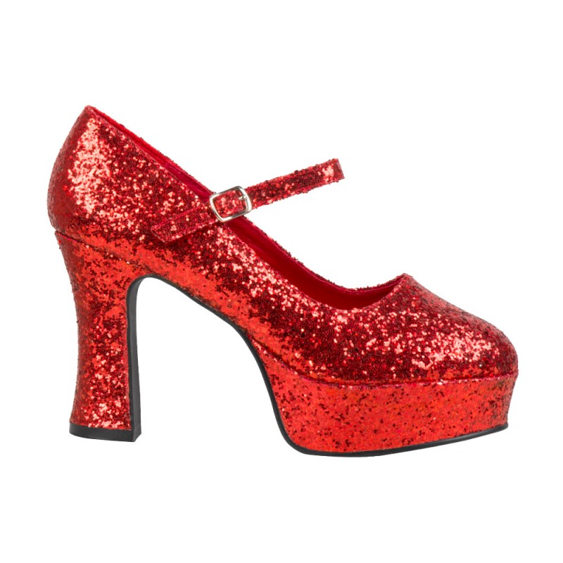 Pr. Schoenen Disco glitter rood (38)