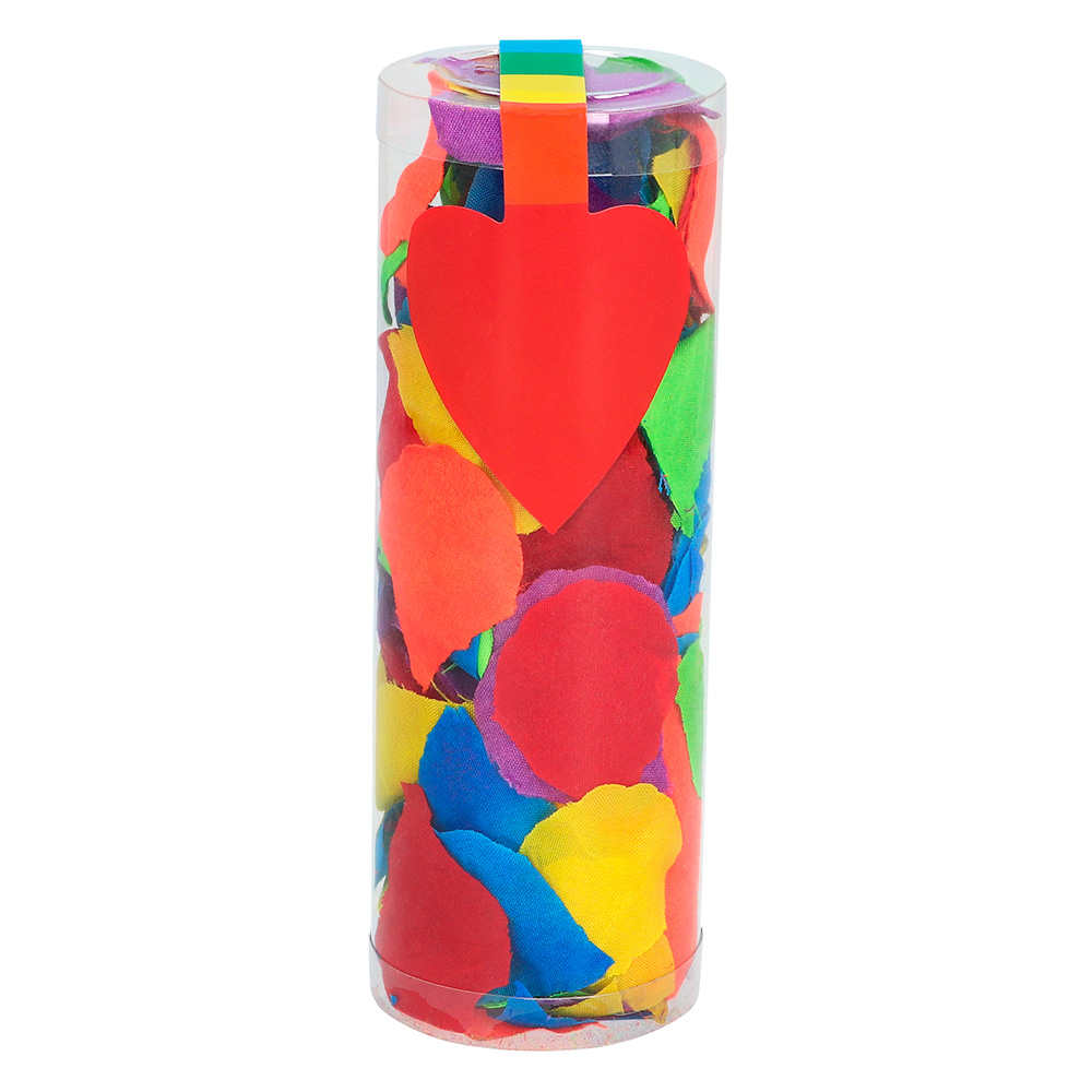 Koker polyester rozenblaadjes regenboog