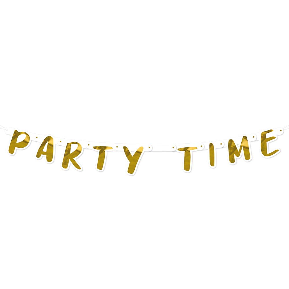Kartonnen letterslinger 'Party time' (3 m)
