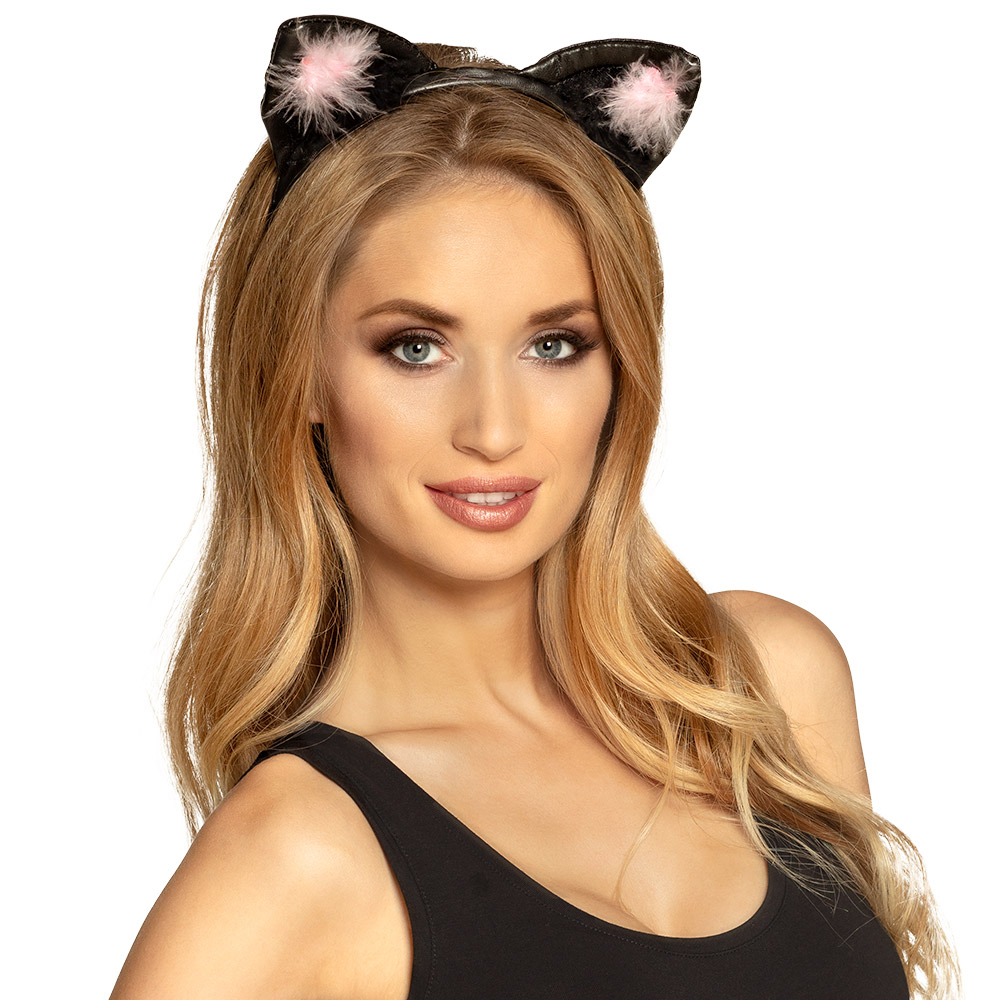 Diadeem Kattenoren (leatherlook)