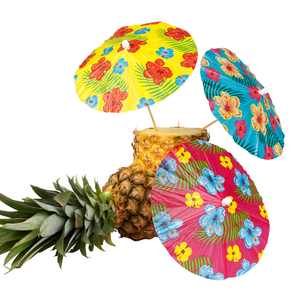 Set 6 cocktailparasols Hibiscus ass. (Ø 18 cm)