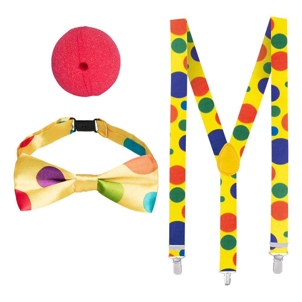 Set Clown (clownsneus, vlinderstrik en bretels)