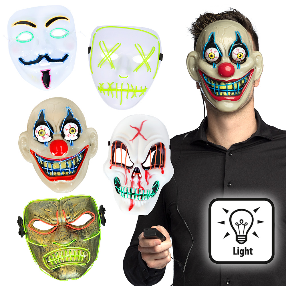 LED masker Halloween 5 ass.