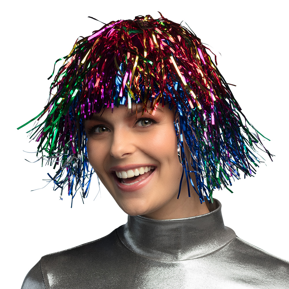 Pruik Metallic veelkleurig