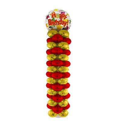 Stand met 16 folieballonnen Happy Birthday