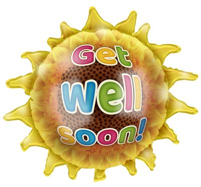 Folieballon 25,6" zonnebloem Get well soon