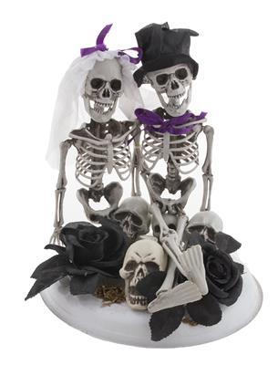 Deco skelet bruid en bruidegom op bloemen