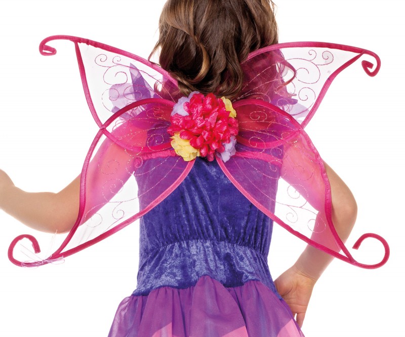 Vleugels pink met bloemetjes