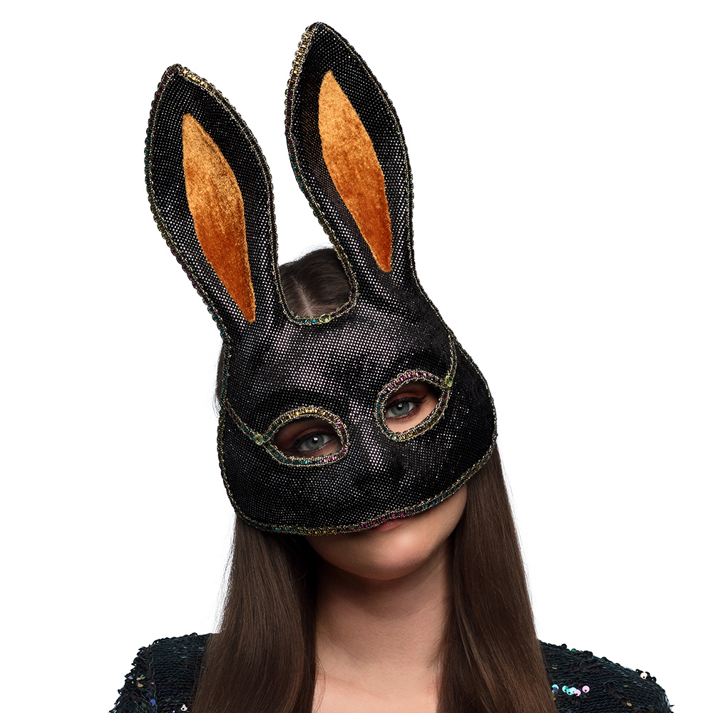 Halfmasker Mystery bunny zwart