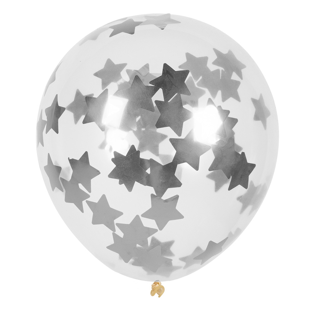 5 Confettiballonnen sterren zilver