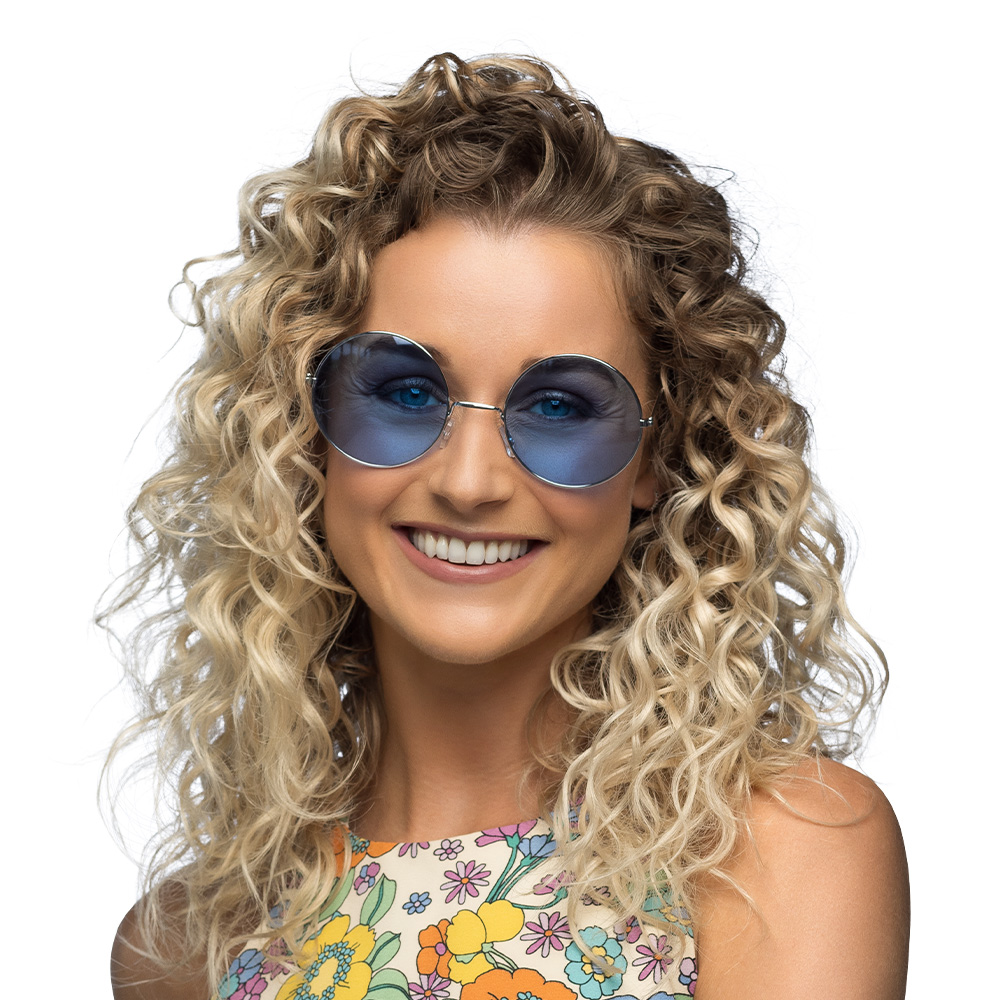 Partybril Hippie XL blauw