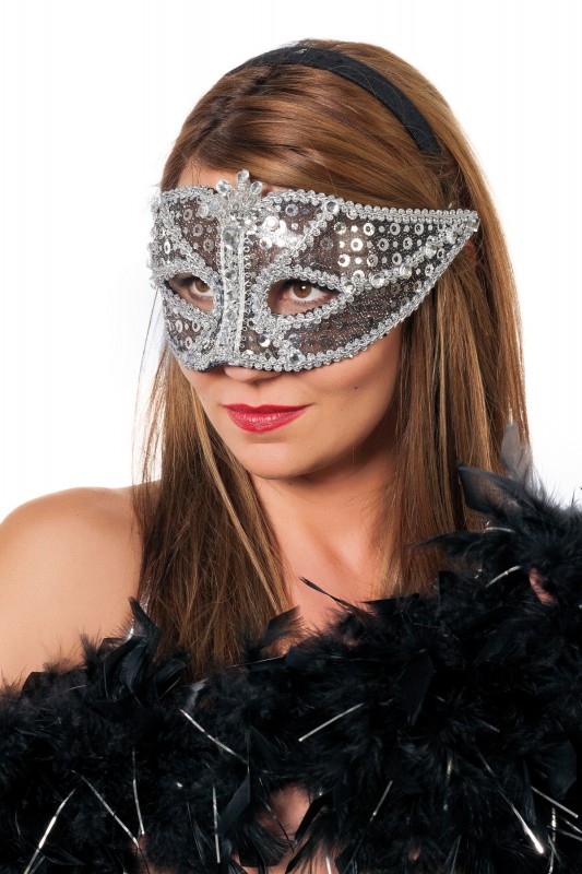 Venetiaans masker zilver pailletten