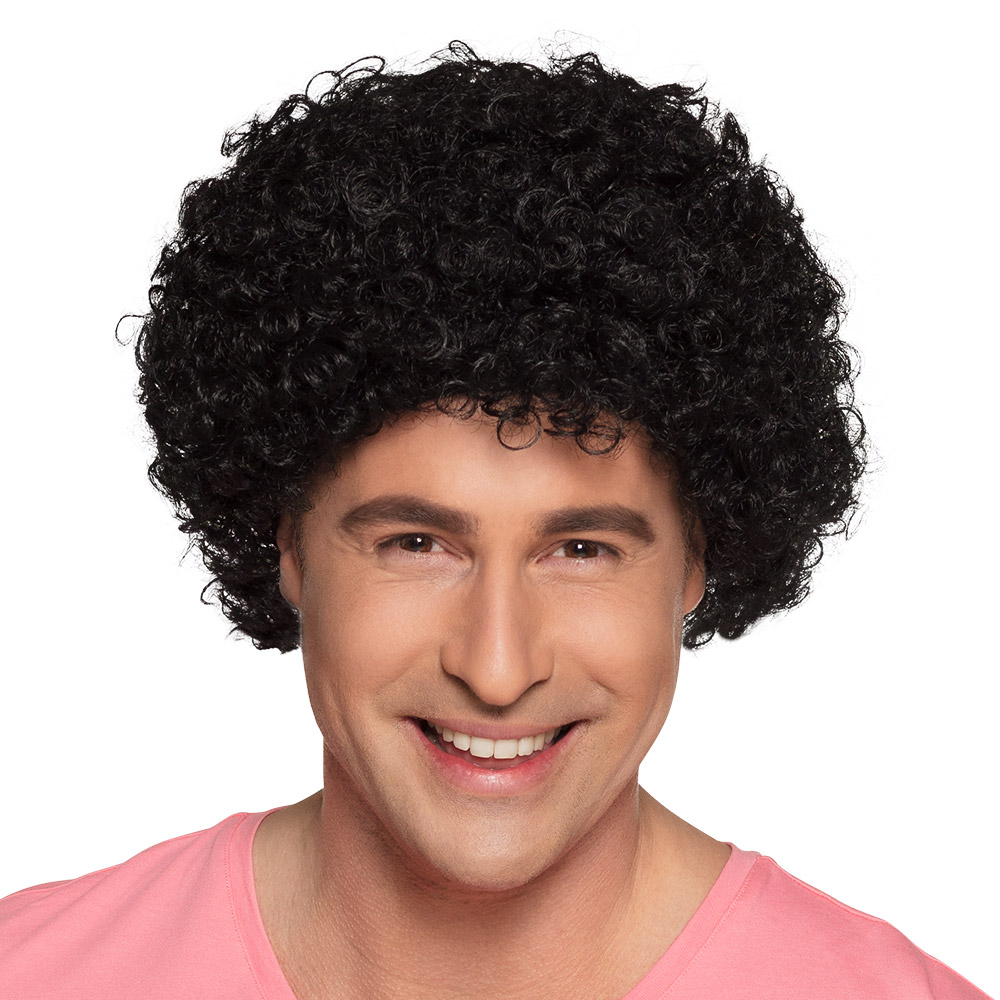 Pruik Curly zwart