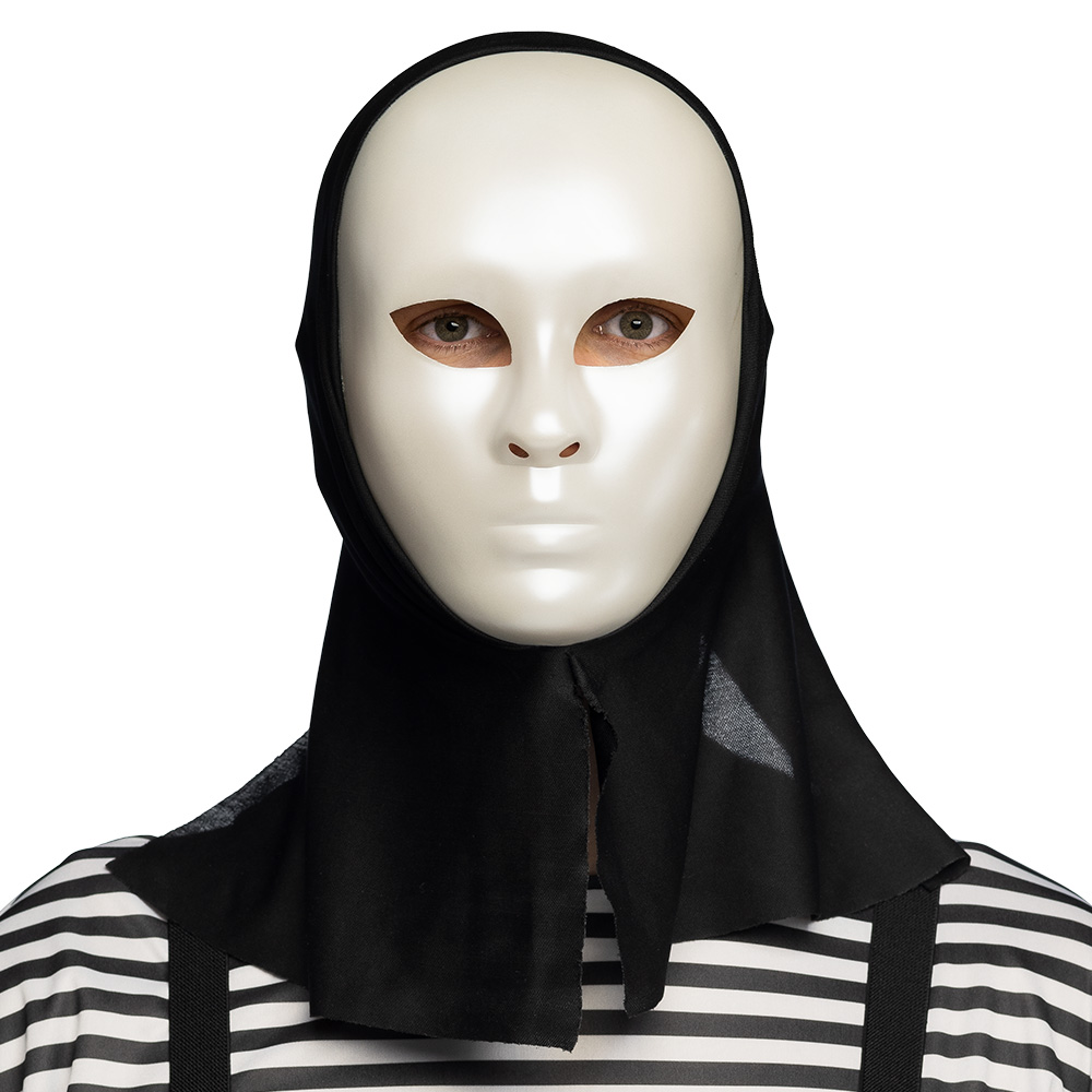 Gezichtsmasker Mime wit met kap