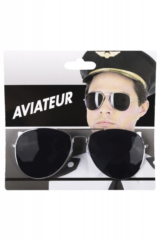 Zilverkleurige pilotenbril met zwar