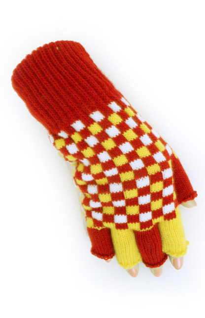 Vingerloze handschoenen rood/wit/ge