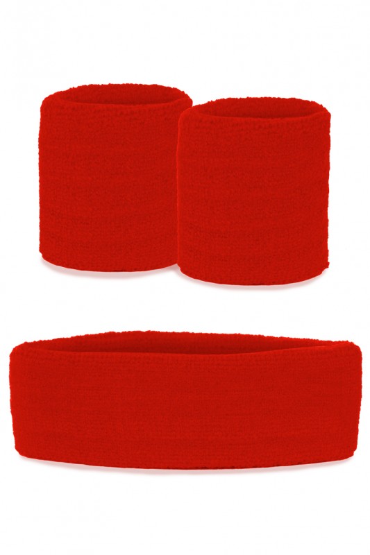 Zweetbandjes set rood 3-dlg