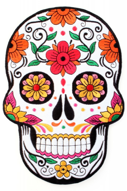 Applicatie sugar skull 21 x 14 cm.