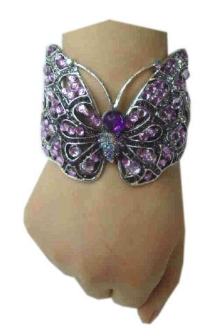 Armband vlinder zilver/paars