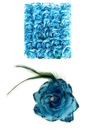 Bloem op speld/elastiek turquoise