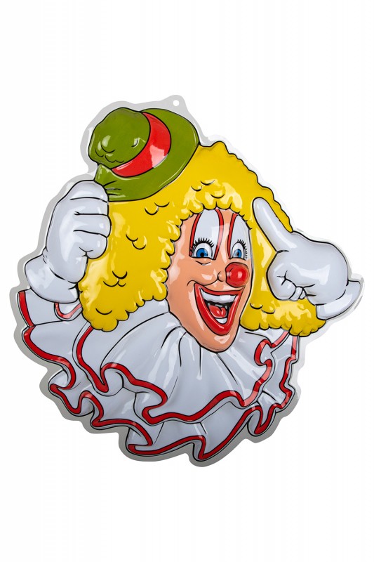 Wanddeco clown groene hoed 50 x 50